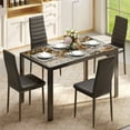 thumbnail image 4 of Aiho Dining Table Set for 4, Modern Glass Kitchen Table with 4 Cushioned Chairs , For Dining Room, Kitchen, Living Room - Marble, 4 of 12