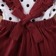 thumbnail image 6 of BemeyourBBs Toddler Baby Girls Summer Clothes Vintage Infant Baby Girls Summer 2 Piece Outfit Polka Dot Collar Short Sleeve T-Shirt and Ruffle Suspender Skirt Set, 6 of 7