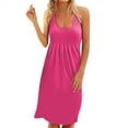 thumbnail image 1 of Ichuanyi Mode Women Dresses Été Solide Décontracté Sans Manches Vacances Plage Mini Robe, 1 of 4