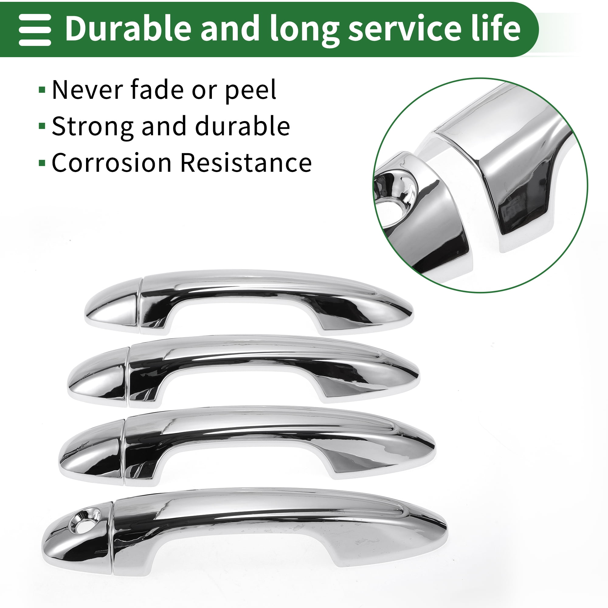Unique Bargains Car Door Handle Cover Trim Silver Tone for Toyota RAV4 2013-2018