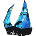 thumbnail image 3 of Calvin Klein CYAN MONET BLUE Logo Halter Bikini Swim Top, US Small, 3 of 3