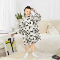 thumbnail image 6 of Dailycode Wearable Blanket Hoodie Oversized Sherpa Flannel Blankets with Pocket for 3-14 Year Old Black Cow Spots, 6 of 7