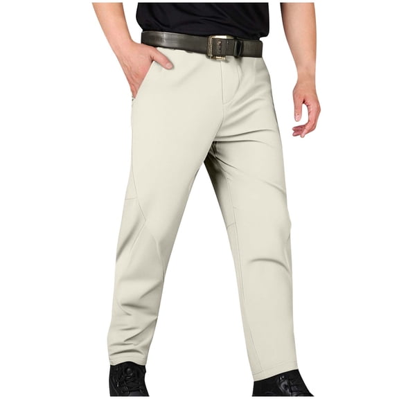 GuangCheng George Men Cargo Pants Durable Stretch Fabric Elastic Waistband Partially Elasticated Comfortable Work Trousers with Multiple Pockets,Size:M