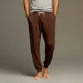 thumbnail image 2 of WTOBBY Men's Casual Drawstring Cuffed Pants with Pockets, Soft Home Sleepwear Lounge Pajama Bottoms for Relaxation, Comfortable Fit,Coffee L, 2 of 8