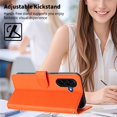 thumbnail image 3 of Wallet Leather Case For Samsung Galaxy A57 5G 6.7",With Card Holder,Wristband, Shockproof Kickstand Embossed Happy Pattern Phone Case,Orange,For Galaxy A57 5G, 3 of 8