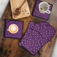 thumbnail image 5 of Purple Sun Star Swirl Pattern Kitchen Oven Mitt and Pot Holder Sets 4 Pcs for Baking, Cooking and Grilling, Heat Resistant Up To 392 °F, 5 of 7