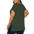thumbnail image 5 of Fancyglim Women Tops Short Sleeve V Neck Plain Plus Size Tee Shirts(Green 2X), 5 of 5