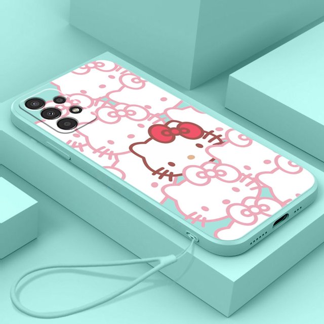 Hello Kitty Art Phone Case For Samsung Note 8 9 10 20 Plus Lite Ultra A32 A52 A52S A72 A02 A22 Lite Liquid Rope Funda Cover Capa Gift Festivals
