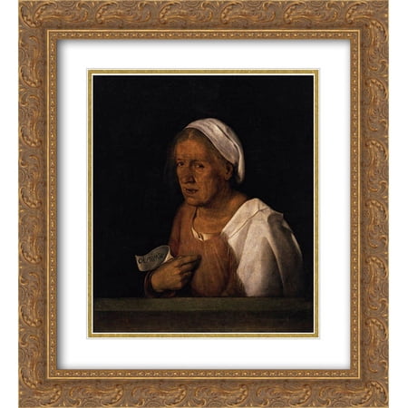 Giorgione 2x Matted 20x22 Gold Ornate Framed Art Print 'The Old Woman'