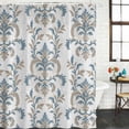 thumbnail image 3 of Blue Tan Flower Waterproof Fabric Shower Curtain,Abstract Vintage Ethnic Tribal Boho Waterproof Fabric Shower Curtain for Bathroom Curtains Bathtubs Hotel Shower Curtains with 12 Hooks Long 72x78in, 3 of 8