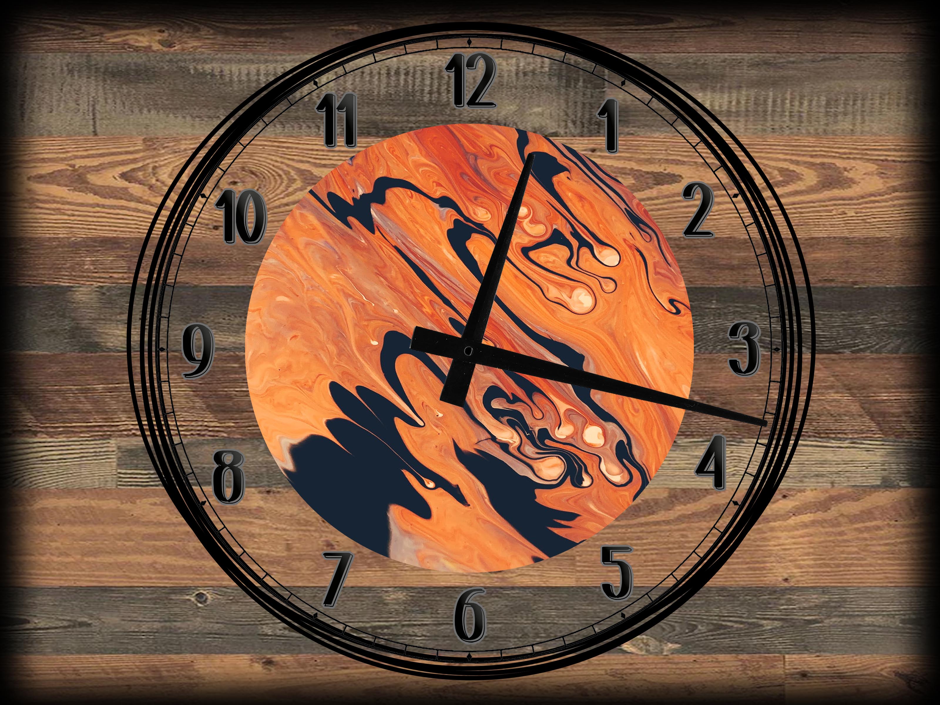 Large Wall Clock on Canvas Art Art Wall Art Melting Orange Modern Wall