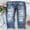 B Sky Blue-2671-4, variant on Tummy Control Jeans for Women's Ripped Boyfriend Jeans Distressed Stretch Floral Patches Womens Straight Leg Jeans Size M
