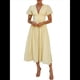 thumbnail image 1 of Vestido Elegante de Fiesta Playera para Mujer, con Escote en V, Mangas Abullonadas y Botones. Amarillo S, 1 of 10