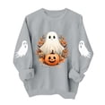 thumbnail image 2 of Tusihei Women Halloween Long Sleeve Cute Graphic Casual Pullover Tops Sweater Fall Winter Outfits, Gray S, 2 of 5