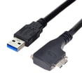 thumbnail image 1 of HUGFEGWE Micro USB 3.0 Cable USB 3.0 Male to Micro B Male 90 Degree Left Angled Data Transfer Extension Cable with Mount Panel Screws 3.0M CJ25311-8702, 1 of 9