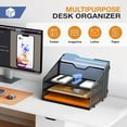 thumbnail image 4 of Letter Tray Organizer, Mesh Desk File Organizer with 3 Paper Trays and 2 Vertical Upright Section, Blank, 4 of 4