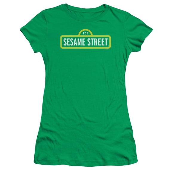 Sesame Street Logo S/S Junior Women's T-Shirt Sheer Kelly Green