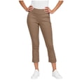 thumbnail image 3 of AHTJRT Women's Cropped Pants Straight Leg Mid Rise Work Pants Lightweight Summer Pull-On Business Athletic Gym Yoga Trousers Brown S, 3 of 8