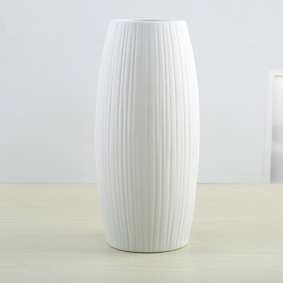 HOMEMAXS Modern Minimalist Ceramic Vase Nordic Style Textured Dry Floral Container Flower Pot Home Decoration Ornaments for Flower Arrangement - (White)