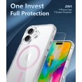 thumbnail image 5 of KOMI for Phone 16 Case: Clear Military Grade Drop Protection Anti Yellowing Slim Case - Rugged Shockproof Protective Transparent Cell Phone Cover Clear-Pink, 5 of 5