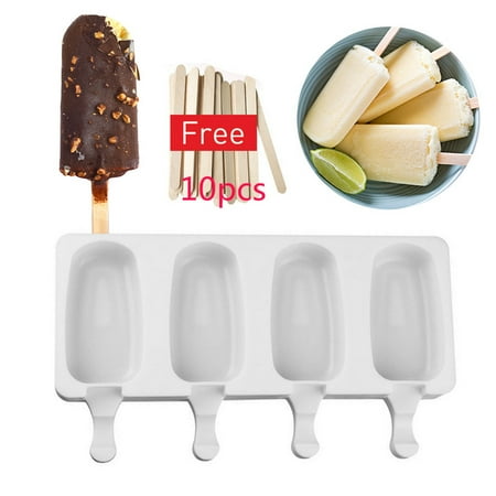- 4 Cell Silicone Frozen Ice Cream Mold Juice Popsicle Maker Ice Lolly Pop Mould