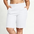 thumbnail image 2 of ZToonmas Women's Plus Size High Waist Pull on Bermuda Shorts Stretch Waist Straight Leg Knee Length Casual Golf Walking Shorts with Side Pockets, 2 of 8