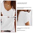 thumbnail image 5 of Camiseta Casual Con Cuello En V, Color Puro, Manga Corta, Algodón Suave, Camiseta Con Cuello En V Para Mujer, Amigable Con La Piel Para El Trabajo ANGGREK Blanco XL, 5 of 5