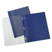 Clear Front Report Covers With Fasteners, Three-Prong Fastener, 0.5" Capacity, 8.5 X 11, Clear/dark Blue, 25/box | Bundle of 5 Boxes