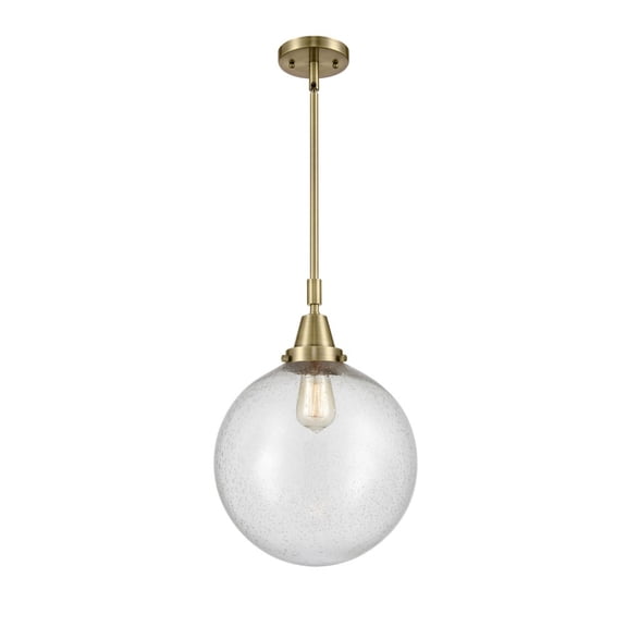 447-1S-AB-G204-12 Innovations Lighting Beacon - 1 Light Stem Hung Mini Pendant-16.13 Inch Tall and 12 Inch Wide-Antique Brass Finish-Seedy Glass Color