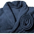 thumbnail image 5 of Mocassi Women’s Plush Fleece Spa Bathrobe, Shawl Collar and Pockets, Velvet Soft and Warm Long Robe - Large, Navy Blue, 5 of 5