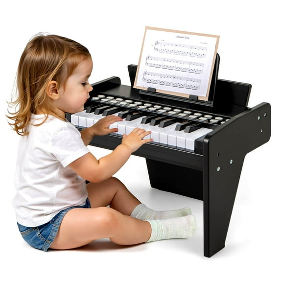 Costway 25 Keys Digital Piano with Music Stand,Teaching Mode,Lighted Keys, Adjustable Speed Black