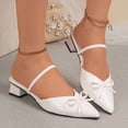 thumbnail image 6 of Samdudou Dress Shoes for Women Elegant Closed Pointed Toe Low Block Heel Slip On Mules Delicate Bow Accent Elastic Ankle Strap Office Work Pumps Evening Party Footwear, 6 of 9