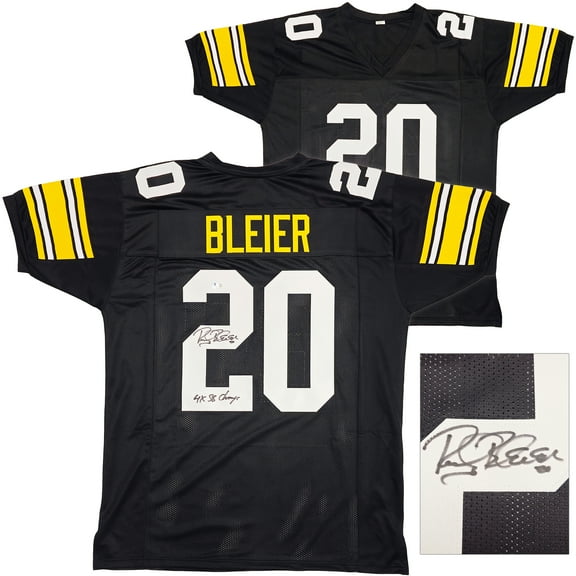 Pittsburgh Steelers Rocky Bleier Autographed Black Jersey "4X SB Champ" Beckett BAS QR 229042