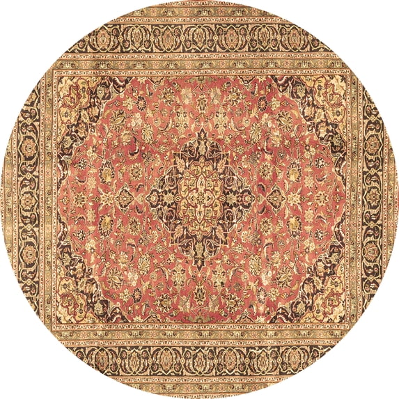 Ahgly Company Indoor Round Medallion Brown Traditional Area Rugs, 3' Round