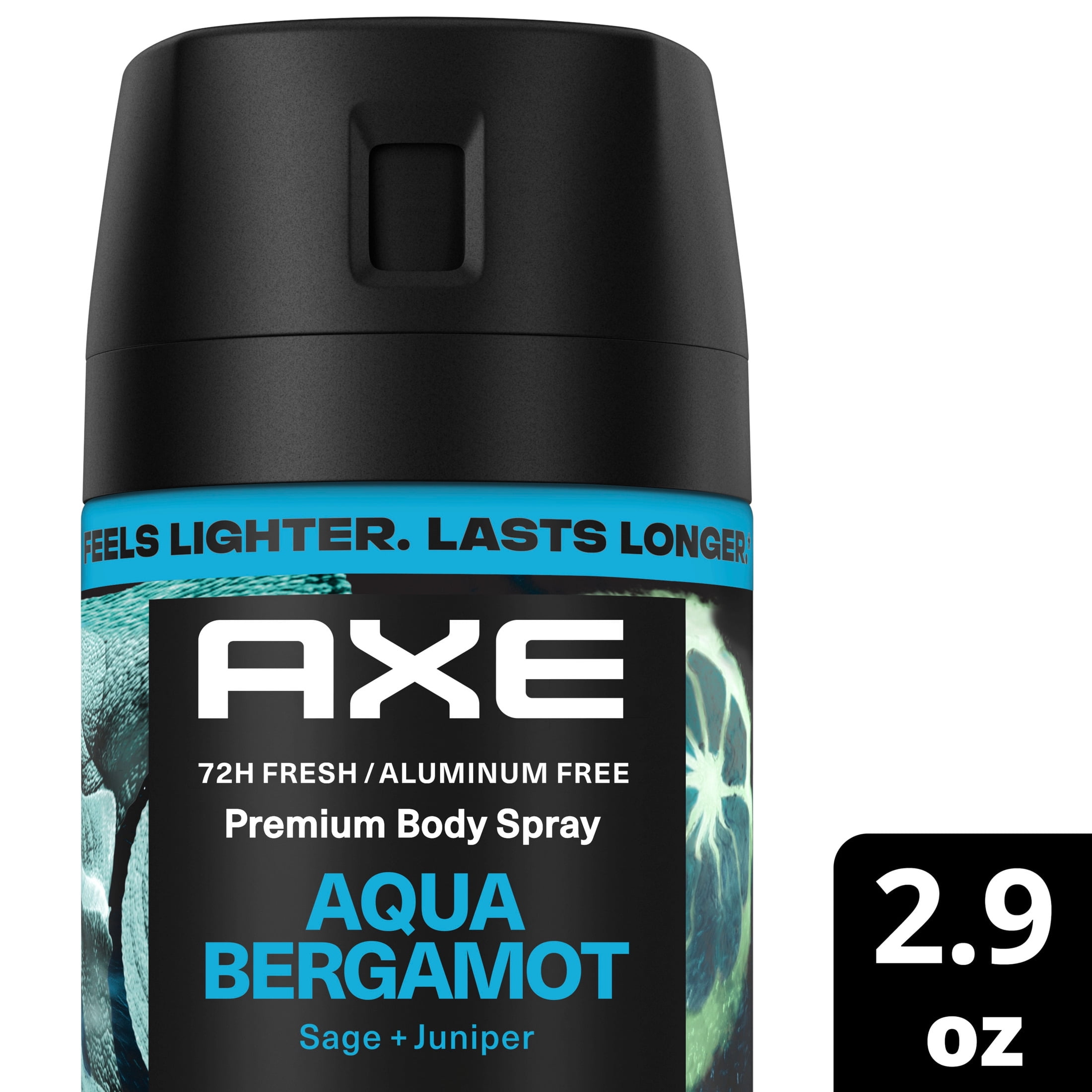 AXE Fine Fragrance Collection Body Spray 72 Hour Freshness Aqua Bergamot Aluminum Free, 2.9 oz