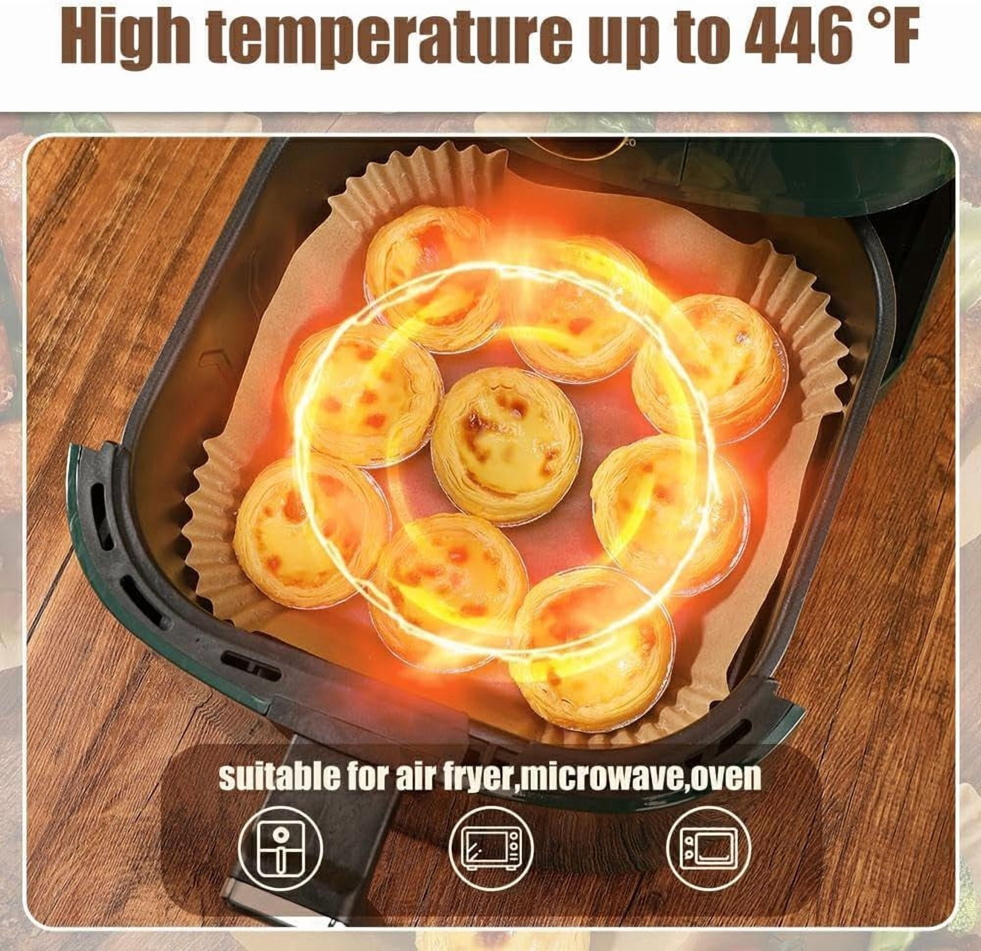 150-Count Square Air Fryer Paper Liners - 7.5 Inch, Non-Stick & Oil-Proof, Heat Resistant for 2-5 QT Air Fryers, Baking, Roasting, Microwave