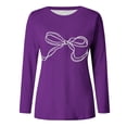thumbnail image 3 of Long Sleeve Shirts For Women Cute Bow Pattern Top Spring Bow Print Womens Long Sleeve Tops, 3 of 3