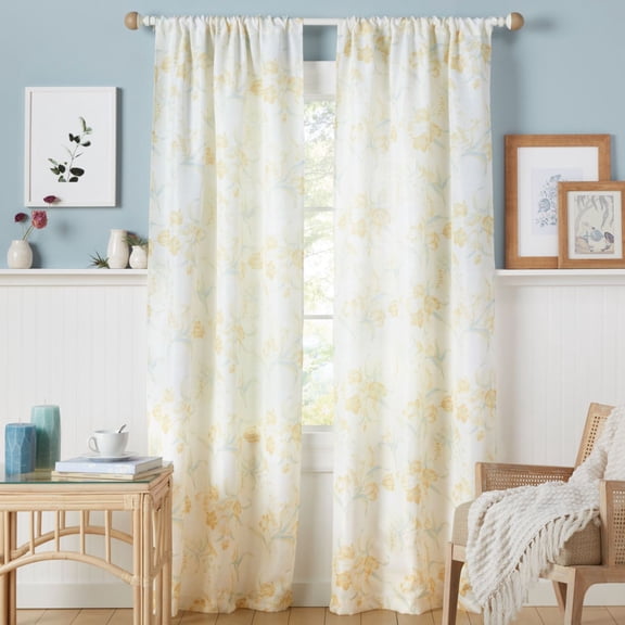 Estate View™ Printemps Light Filtering Rod Pocket Curtain Panel Pair, 38"x84", Yellow