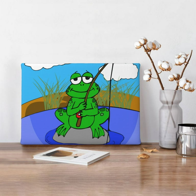 TEQUAN Cartoon Fishing Frog Wall Art Canvas Prints, Modern Artwork