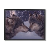 Stupell Industries Wolves Touching Noses Nature Animals & Insects Painting Black Framed Art Print Wall Art