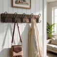 Rustic Garment Rack Coat Rack Wall Mount, Solid Wood Wall Mounted Coat Rack with Hooks ...