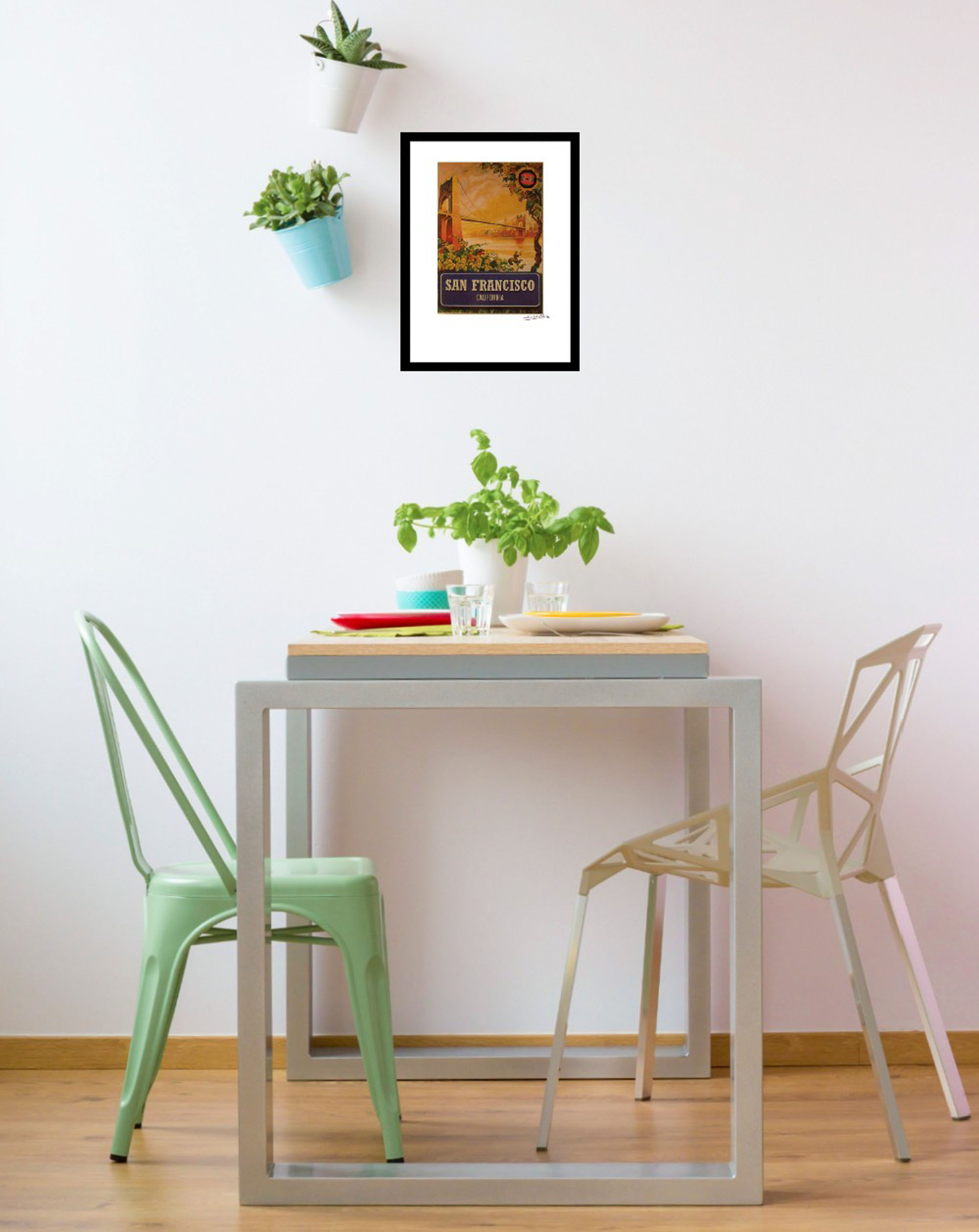 Venice Beach Collection's Vintage Designer San Francisco Bridge 14x18 Framed Print