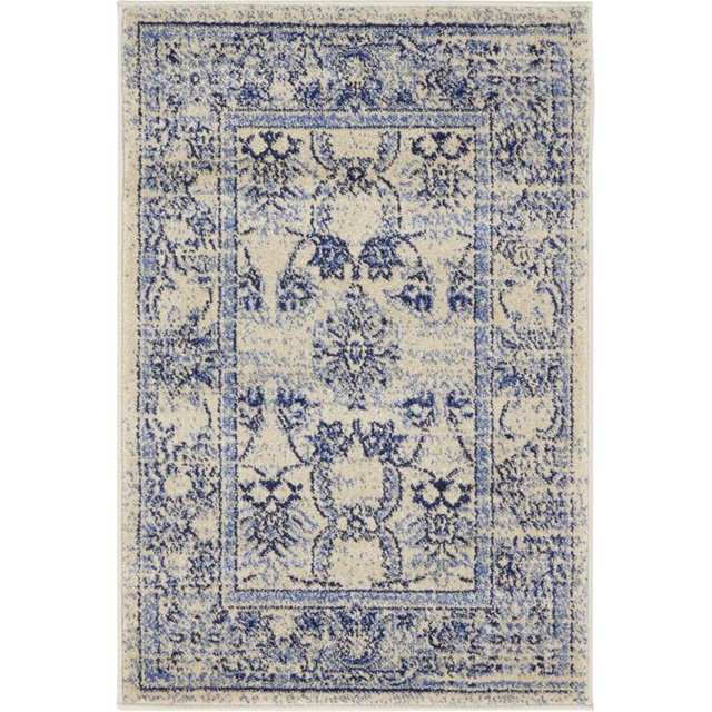 Unique Loom La Jolla Rustic Border Area Rug 2' 2 x 3' Rectangle Blue/Ivory