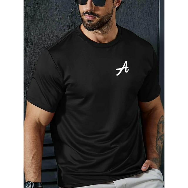 Camiseta con estampado de la letra A para hombre, informal, de manga corta, para verano, para adultos, hombres, mujeres, adolescentes, jóvenes y ocio.