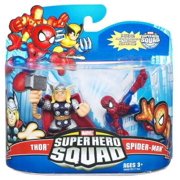 Angle View: Marvel Super Hero Squad Series 21 Spider-Man & Thor 3" Action Figure 2-Pack