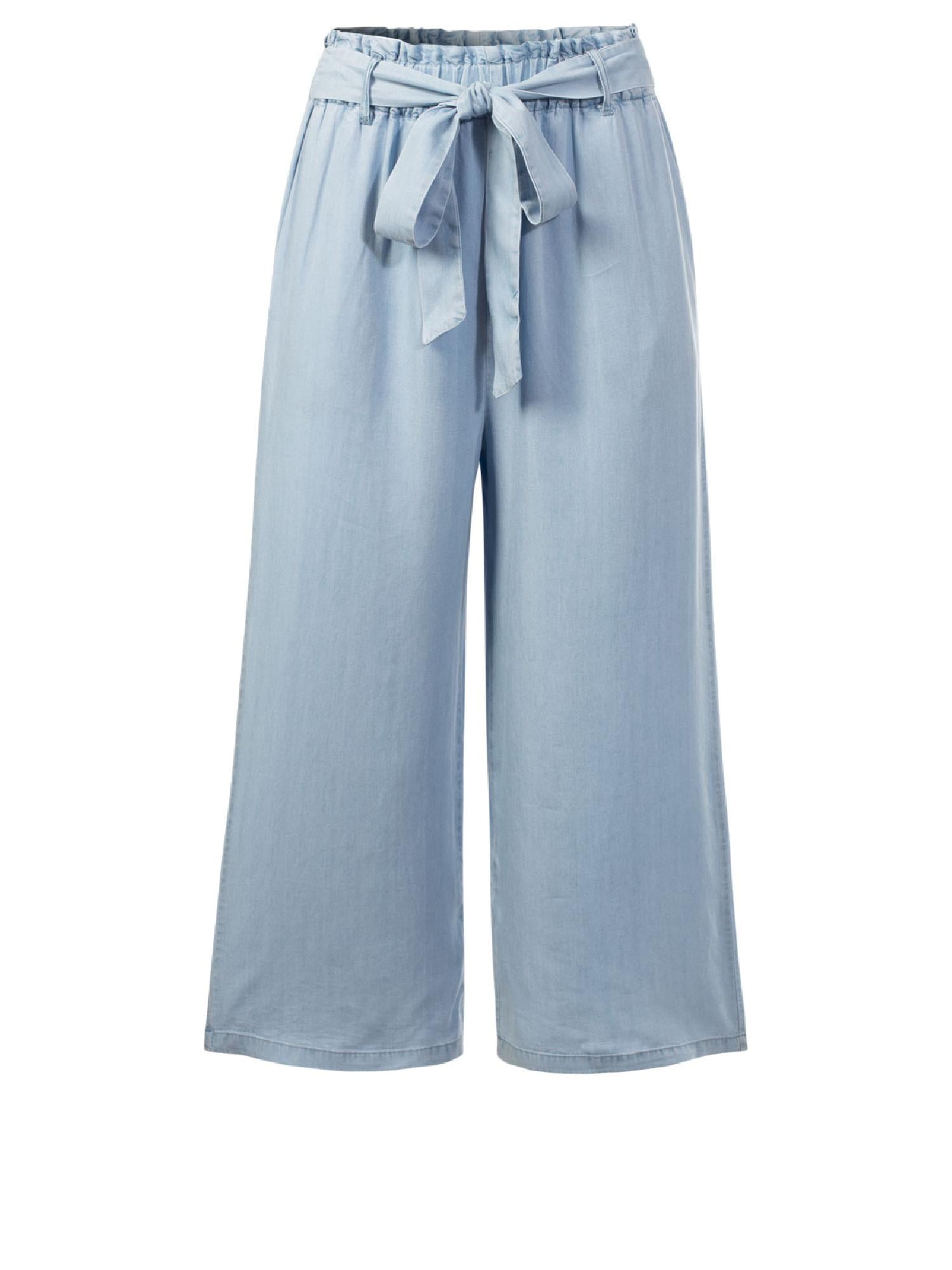 elastic waist wide leg jeans