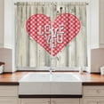 thumbnail image 2 of Ambesonne Retro Kitchen Curtains, Valentines Day Themed Heart, 55"x39", Coral Sand Brown White, 2 of 3