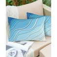 thumbnail image 5 of Ombre Blue and White Throw Pillow Cover Case, Couch Sofa Bed Pillowcase, Soft Decorative Lumbar Pillow Protector, Abstract Modern Lines Winter 12x20Inch Reversible Pillow Shams with Zipper, 5 of 6