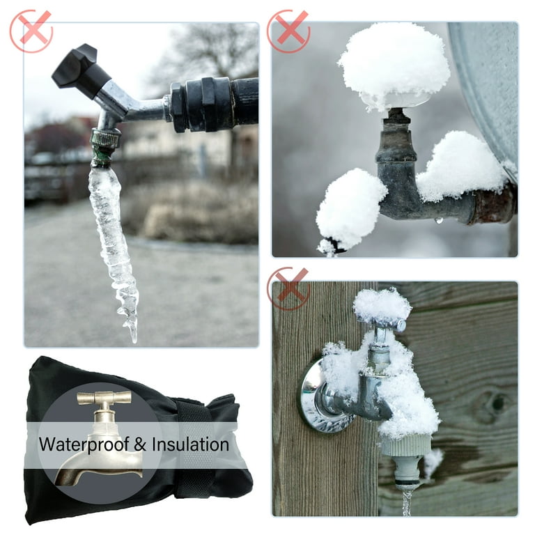 Outdoor Faucet Cover for Winter - WeGuard Outdoor Water Faucet Cover Socks  for Winter Freeze Protection Pipe Insulation Waterproof Insulated Cover