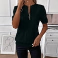 thumbnail image 3 of Hrsba Crewneck Sweatshirts for Women Quarter Zip Crew Neck Short Sleeve Soft Oversized Daily Casual Pullover Sweatshirt, 3 of 8
